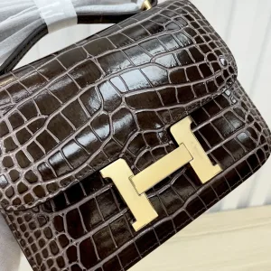 Hermes Constance Small Brown Crocodile 18cm