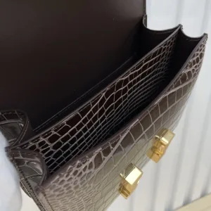 Hermes Constance Small Brown Crocodile 18cm