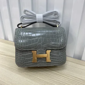 Hermes Constance Small Grey Crocodile 18cm