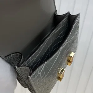 Hermes Constance Small Grey Crocodile 18cm