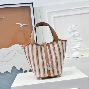 Hermes Garden Party Medium Brown Stripe 30cm