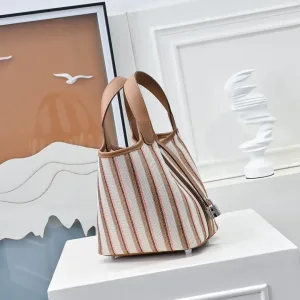 Hermes Garden Party Medium Brown Stripe 30cm