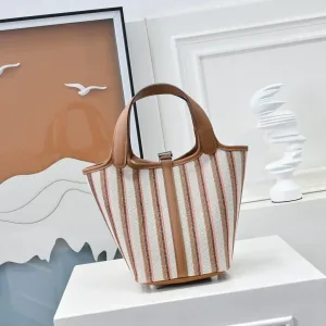 Hermes Garden Party Medium Brown Stripe 30cm