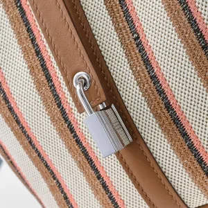 Hermes Garden Party Medium Brown Stripe 30cm