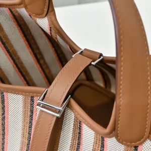 Hermes Garden Party Medium Brown Stripe 30cm