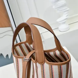 Hermes Garden Party Medium Brown Stripe 30cm