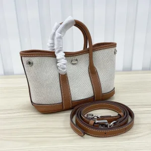 Hermes Garden Party Medium White Brown 30cm