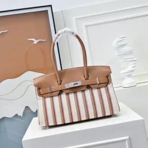 Hermes Garden Party Medium White Stripe 30cm