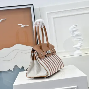 Hermes Garden Party Medium White Stripe 30cm
