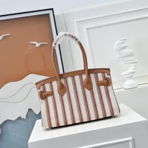Hermes Garden Party Medium White Stripe 30cm