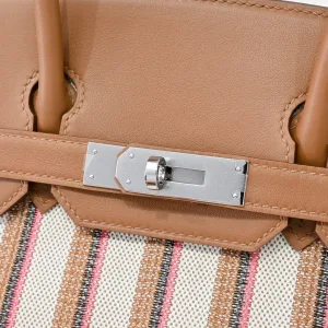 Hermes Garden Party Medium White Stripe 30cm