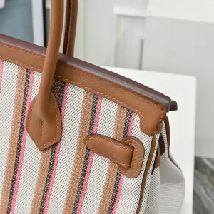 Hermes Garden Party Medium White Stripe 30cm