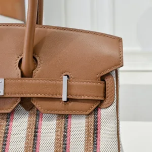 Hermes Garden Party Medium White Stripe 30cm