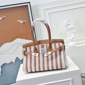 Hermes Garden Party Medium White Stripe 30cm
