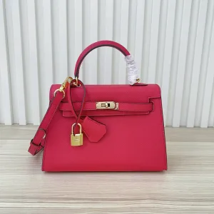 Hermes Kelly Medium Rose Tyrien 25cm