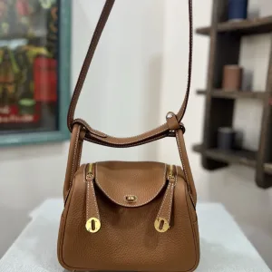 Hermes Lindy Small Gold Brown 26cm