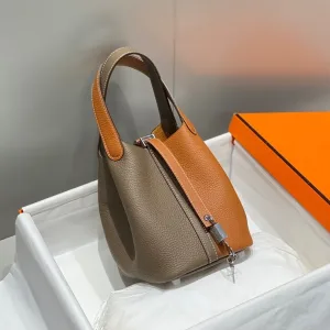 Hermes Picotin Lock Small Etoupe Orange 18cm