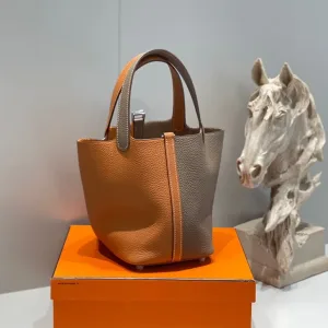 Hermes Picotin Lock Small Etoupe Orange 18cm