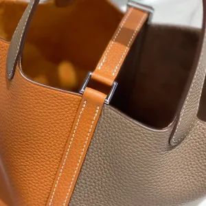 Hermes Picotin Lock Small Etoupe Orange 18cm