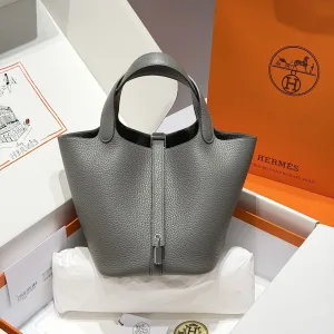Hermes Picotin Lock Small Grey 18cm