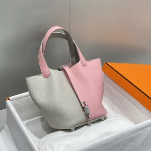 Hermes Picotin Lock Small Grey Pink 18cm