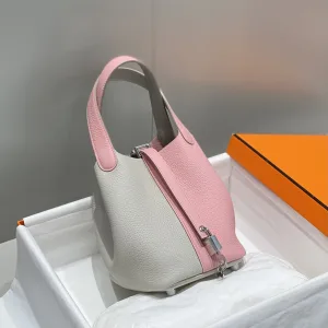 Hermes Picotin Lock Small Grey Pink 18cm