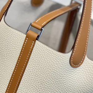 Hermes Picotin Lock Small White Brown 18cm