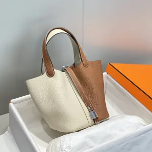 Hermes Picotin Lock Small White Gold 18cm