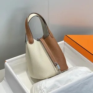 Hermes Picotin Lock Small White Gold 18cm