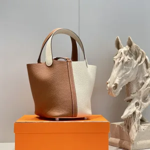 Hermes Picotin Lock Small White Gold 18cm