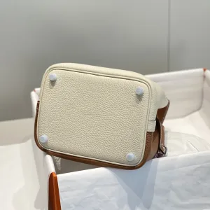 Hermes Picotin Lock Small White Gold 18cm