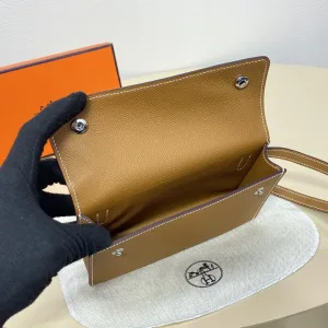 Hermes Roulis Slim Small Gold Brown 18cm