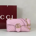 Gucci GG Marmont Matelasse Chain Shoulder Bag Pink 26cm 2