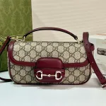 Gucci Horsebit 1955 Shoulder Bag Burgundy 26cm