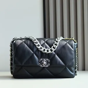 Chanel 25 Chain Flap Black Lambskin Silver Hardware Small 1