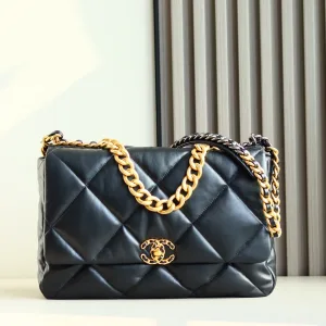 Chanel 25 Chain Flap Black Lambskin Gold Hardware Small 1