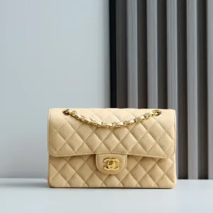 Chanel Classic Flap Beige Lambskin Gold Hardware Small