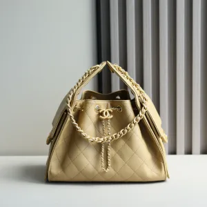 Chanel 22 Mini Bucket Beige Lambskin Gold Hardware Mini