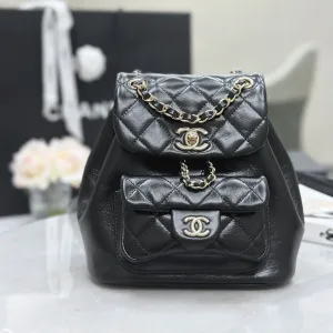 Chanel Backpack Black Patent Gold Hardware Small