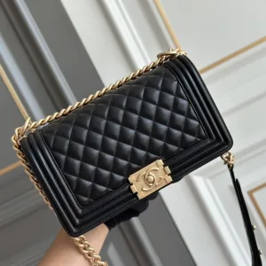 Chanel Boy Wallet On Chain Black Caviar Gold Hardware Mini