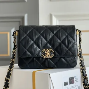 Chanel 25 Chain Flap Black Lambskin Gold Hardware Small 2