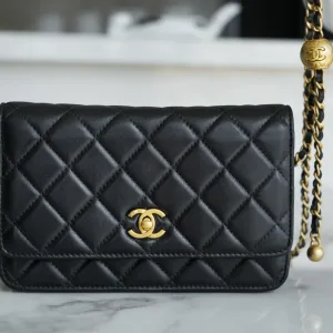Chanel Wallet On Chain Black Lambskin Gold Hardware Mini 2