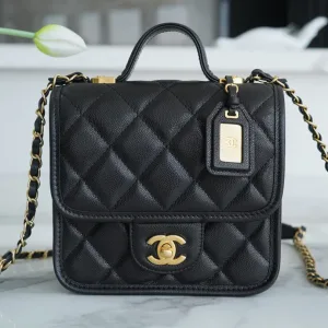 Chanel Backpack Black Caviar Gold Hardware Small